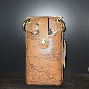 Brown Leather Map Print Men's Bag